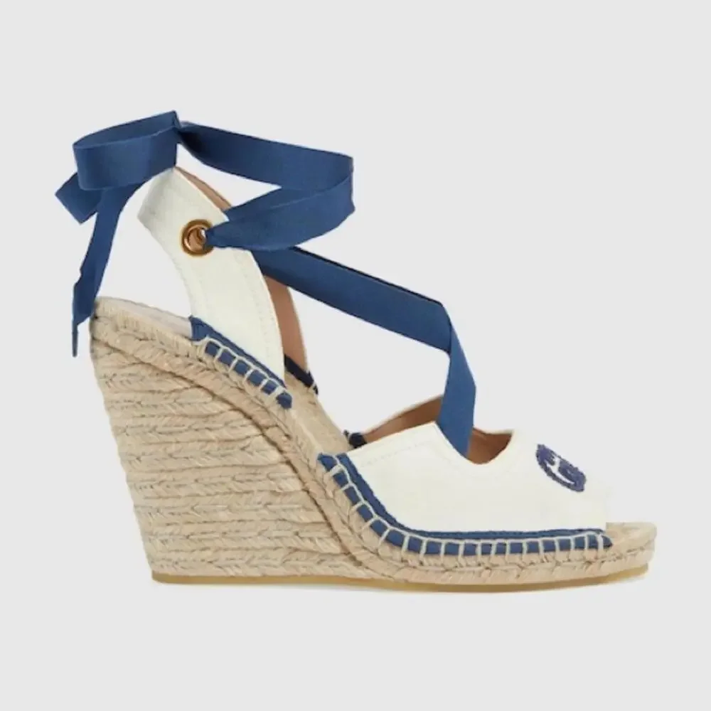 BNWT Gucci Women's Espadrille With Ribbon Tie Size 39.5 US 9.5 $895 - Picture 2 of 6